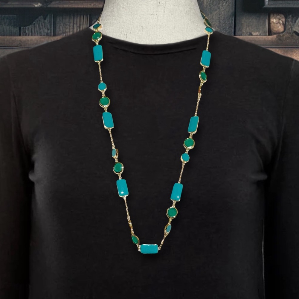 KATE SPADE • Turquoise Blue Pop Palette Scatter Necklace - Picture 2 of 6
